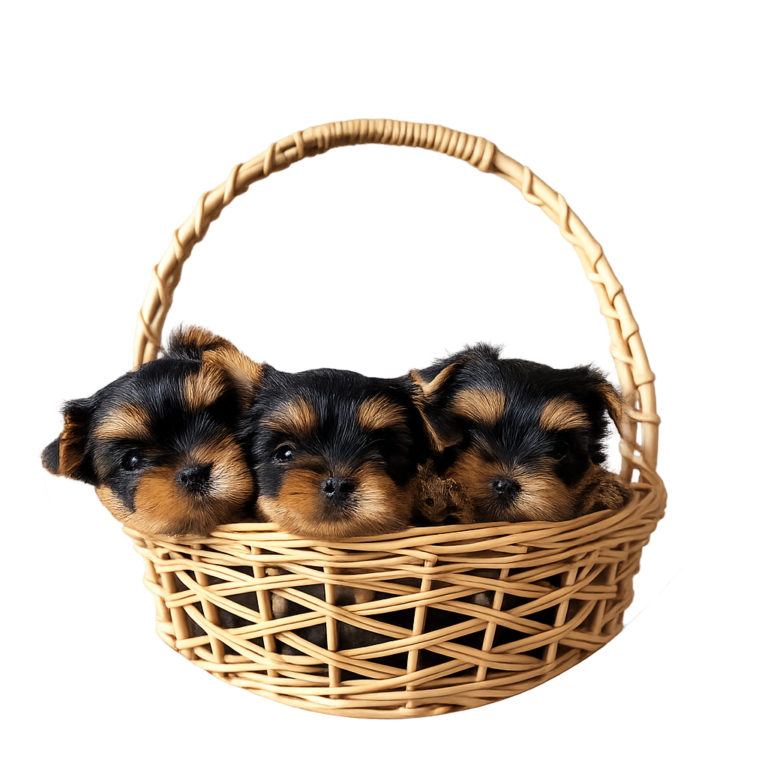 teacup and toy Yorkie puppies playing together