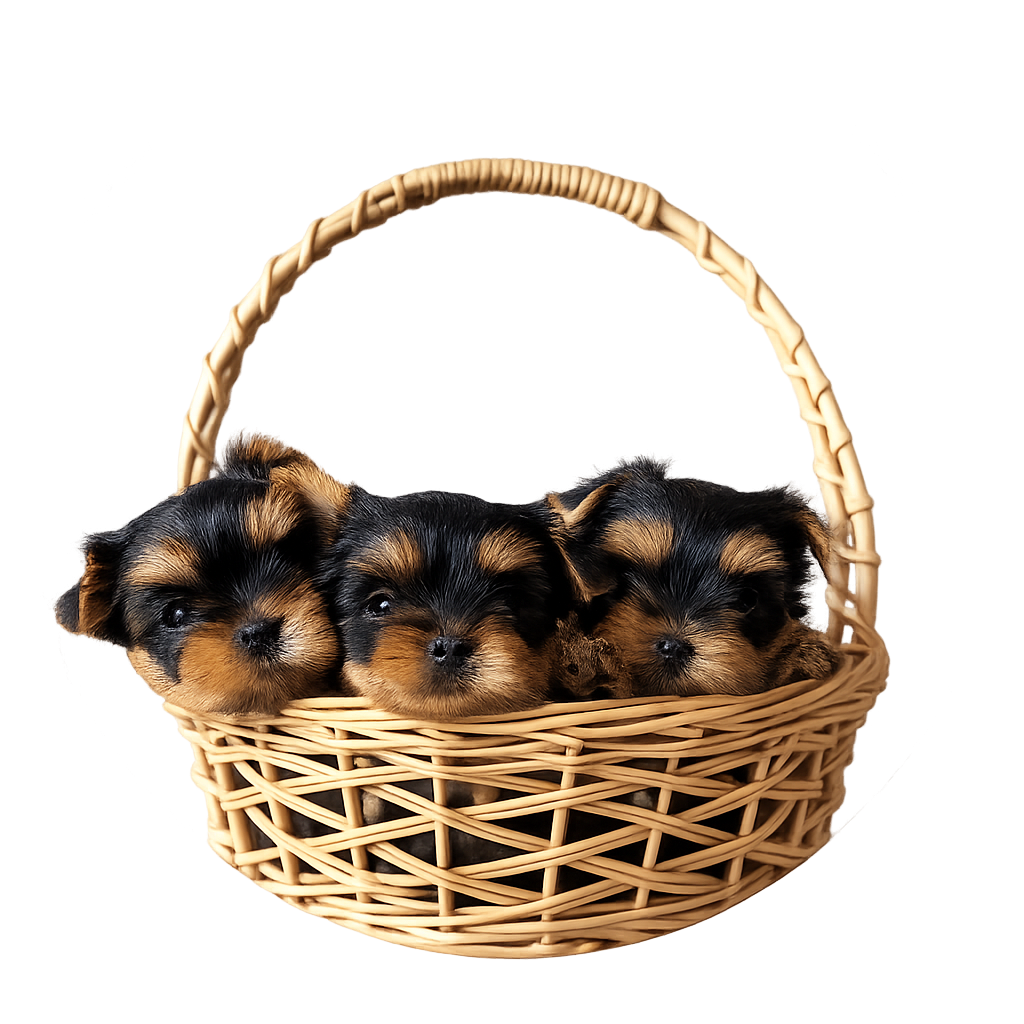 teacup and toy Yorkie puppies playing together